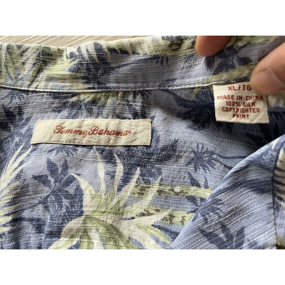 Tommy Bahama Mens Blue Palm Trees 100% Silk Short Sleeve Shirt Size XL - Picture 2 of 7